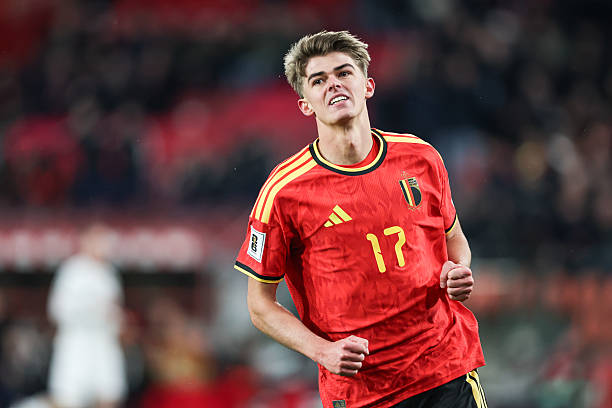 LIEGE, BELGIUM - 2025/11/18: Charles De Ketelaere of Belgium celebrates a goal during European World Cup Qualifiers 2026 football match between Belgium and Liechtenstein at Stade Maurice Dufrasne (Liege). Final score Belgium 7 : 0 Liechtenstein.
