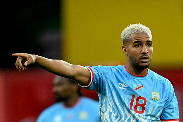 Congo's midfielder #18 Charles Pickel reacts during the international friendly football match between Denmark and DR Congo ahead of the 2026 FIFA World Cup football tournament at the Stade Maurice Dufrasne in Liege on June 3, 2026.