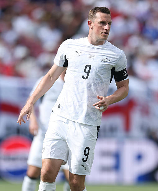 TAMPA, FLORIDA - JUNE 06: Chris Wood #9 of New Zealand during the international friendly match between England and New Zealand at Raymond James Stadium on June 06, 2026 in Tampa, Florida.
