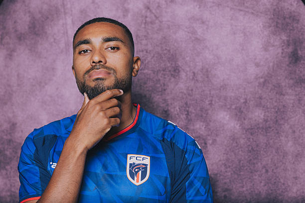 HARTFORD, CONNECTICUT - JUNE 05: (EXCLUSIVE COVERAGE) (EDITOR'S NOTE: This image has been digitally altered.) Deroy Duarte #14 of Cabo Verde poses for a portrait during the official FIFA World Cup 2026 portrait session on June 05, 2026 in Hartford, Connecticut.