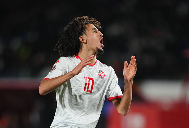 Hannibal Mejbri of Tunisia gestures during the AFCON r16 match between Mali and Tunisia at Mohammed V stadium, Casablanca, Morocco on January 3, 2026.