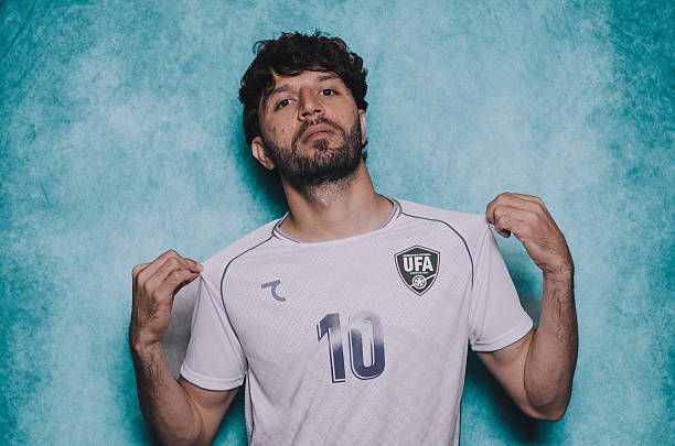 ATLANTA, GEORGIA - JUNE 11: (EXCLUSIVE COVERAGE) (EDITOR'S NOTE: This image has been digitally altered.) Jaloliddin Masharipov #10 of Uzbekistan poses for a portrait during the official FIFA World Cup 2026 portrait session on June 11, 2026 in Atlanta, Georgia.