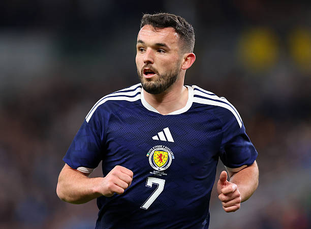 LIVERPOOL, ENGLAND - MARCH 31: John Mcginn of Scotland during an international friendly match between Scotland and Ivory Coast at the Hill Dickinson Stadium on March 31, 2026 in Liverpool, England.