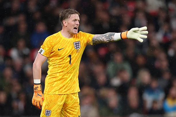 LONDON, ENGLAND - NOVEMBER 13: Jordan Pickford of England during the FIFA World Cup 2026 qualifier match between England and Serbia at Wembley Stadium on November 13, 2025 in London, England.