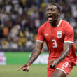 TOPSHOT - Panama's defender #3 Jose Cordoba celebrates scoring his team's first goal during the friendly international football match between South Africa and Panama at the Cape Town Stadium in Cape Town on March 31, 2026.