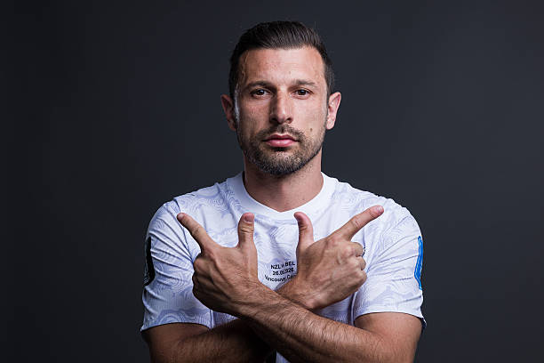 SAN DIEGO, CALIFORNIA - JUNE 09: (EXCLUSIVE COVERAGE) Kosta Barbarouses #17 of New Zealand poses for a portrait during the official FIFA World Cup 2026 portrait session on June 09, 2026 in San Diego, California.