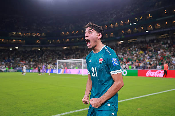 GUADALUPE, MEXICO - MARCH 31: Marko Farji of Iraq celebrates after winning and qualifying to the World Cup following the FIFA World Cup 2026 Play-Off tournament final match between Iraq and Bolivia at Estadio Monterrey on March 31, 2026 in Guadalupe, Mexico.
