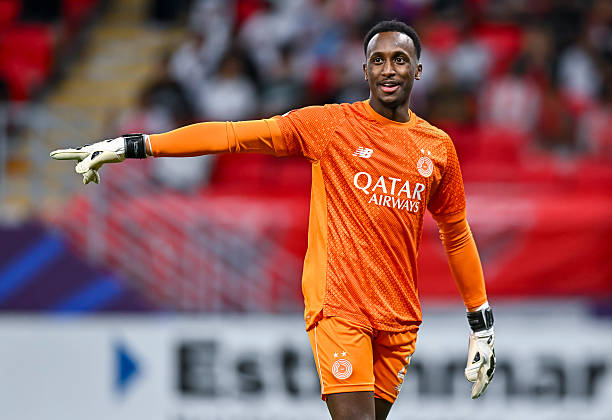 Meshaal Barsham of Al Sadd SC competes during the Amir Cup Semi-Final match between Al Sadd SC and Al Duhail SC at Ahmad bin Ali Stadium in Rayyan, Qatar, on May 5, 2026.