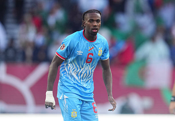 Ngal'Ayel Mukau of Congo DR looks on during the AFCON Group C match between Algeria and DR Congo at Moulay El Hassan Stadium, Rabat, Morocco on January 6, 2026.
