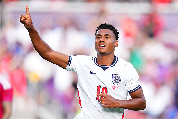 ORLANDO, FLORIDA - JUNE 10: Ollie Watkins #19 of England celebrates scoring his team's third goal during the International Friendly match between England and Costa Rica at Inter&Co Stadium on June 10, 2026 in Orlando, Florida.