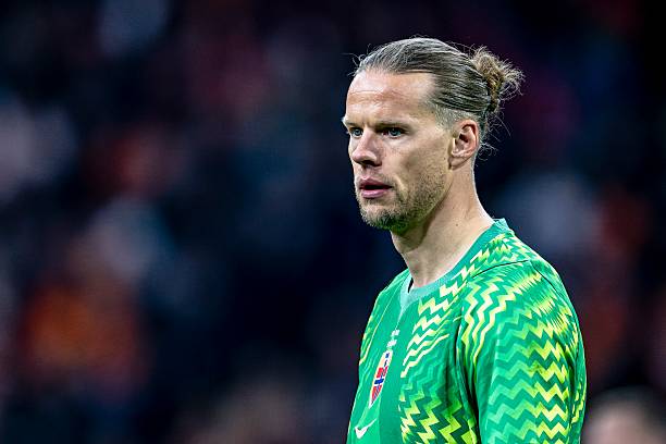 Norway goalkeeper Orjan Nyland during the friendly match between the Netherlands and Norway at the Johan Cruijff ArenA in Amsterdam, the Netherlands, on March 27, 2026.