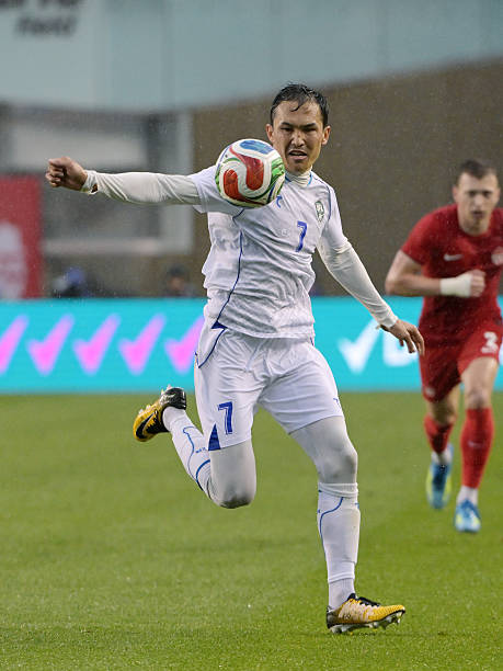 EDMONTON, CANADA - JUNE 1: Otabek Shukurov of Uzbekistan during the International Friendly match between Canada v Uzbekistan at the Commonwealth Stadium on June 1, 2026 in Edmonton Canada