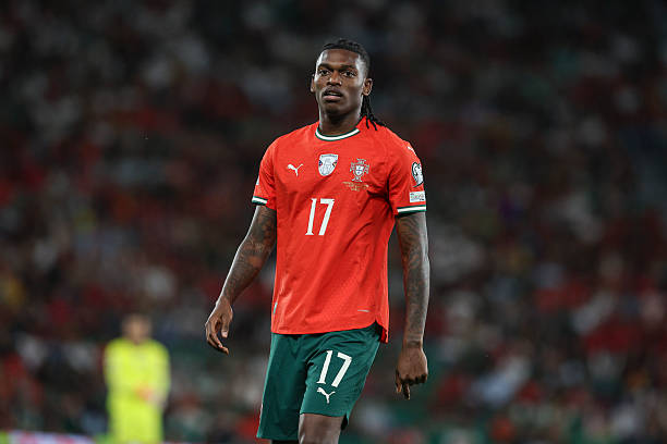 LISBON, PORTUGAL - OCTOBER 11: Rafael Leao of Portugal during the FIFA World Cup 2026 qualifier match between Portugal and Republic of Ireland at Estadio Jose Alvalade on October 11, 2025 in Lisbon, Portugal.