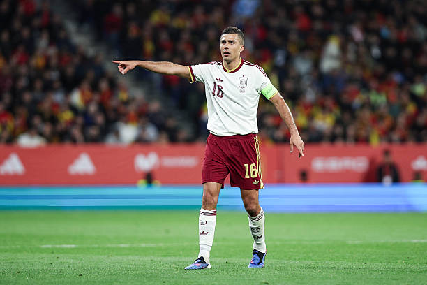 Rodri Hernandez of Spain is seen during the international friendly match between Spain and Egypt prior to the FIFA World Cup, at RCD Stadium on March 31, 2026, in Barcelona, Spain.