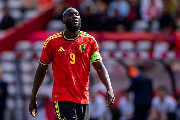 BRUSSELS, BELGIUM - JUNE 6: Romelu Lukaku of Belgium looks on during the international friendly match between Belgium and Tunisia at King Baudouin Stadium on June 6, 2026 in Brussels, Belgium.