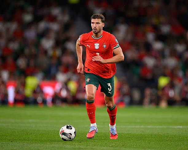 Ruben Dias from Portugal is seen in action during the European World Cup Qualifiers 2026 football match between Portugal and Ireland at Estadio Jose Alvalade in Lisbon, Portugal, on October 11, 2025.