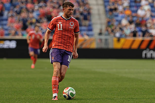 HARRISON, NEW JERSEY - JUNE 06: Ryan Christie #11 of Scotland with the ball in the first half during the international friendly match between Scotland and Bolivia at Sports Illustrated Stadium on June 06, 2026 in Harrison, New Jersey.