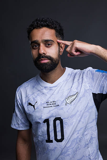 SAN DIEGO, CALIFORNIA - JUNE 09: (EXCLUSIVE COVERAGE) Sarpreet Singh #10 of New Zealand poses for a portrait during the official FIFA World Cup 2026 portrait session on June 09, 2026 in San Diego, California.