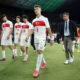 BERLIN, GERMANY - JULY 06: Salih Ozcan, Kenan Yildiz, Ferdi Kadioglu and Arda Guler of Turkiye show dejection after defeat in the UEFA EURO 2024 quarter-final match between Netherlands and Türkiye at Olympiastadion on July 06, 2024 in Berlin, Germany.