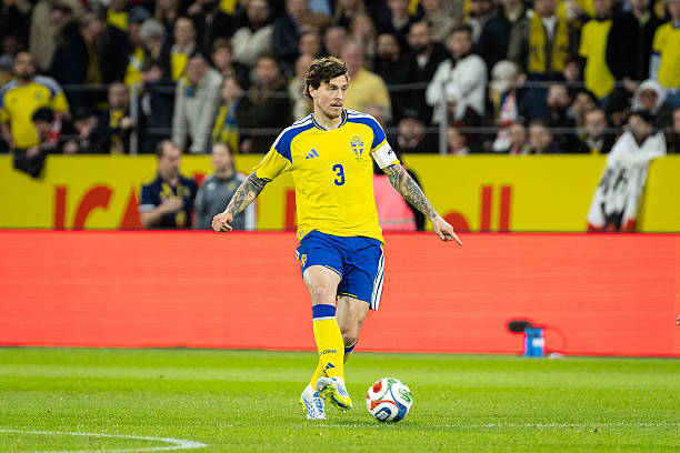 SOLNA, SWEDEN - MARCH 31: Victor Lindelof of Sweden during the FIFA World Cup 2026 European Qualifiers KO play-offs match between Sweden and Poland at Strawberry Arena on March 31, 2026 in Solna, Sweden.