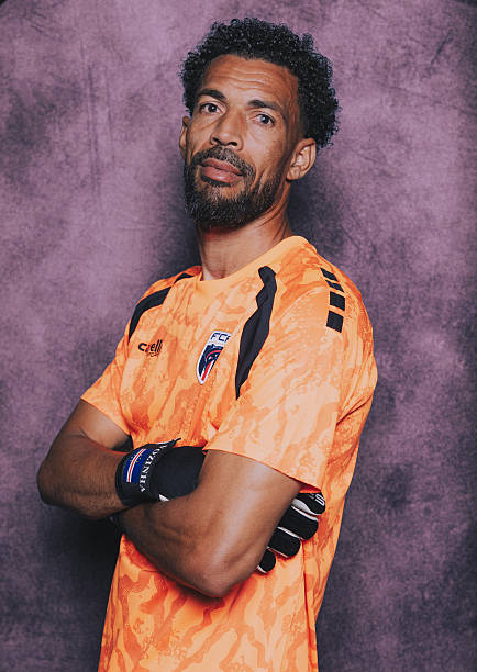 HARTFORD, CONNECTICUT - JUNE 05: (EXCLUSIVE COVERAGE) (EDITOR'S NOTE: This image has been digitally altered.) Vozinha #1 of Cabo Verde poses during the official FIFA World Cup 2026 portrait session on June 05, 2026 in Hartford, Connecticut.