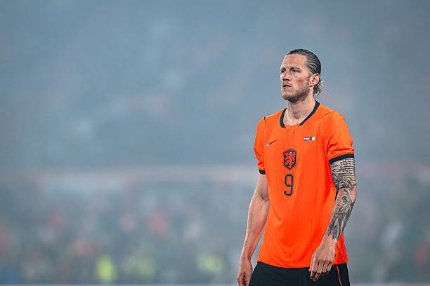 Wout Weghorst of the Netherlands during the 2026 World Cup friendly match between the Netherlands and Algeria at Stadium De Kuip in Rotterdam, the Netherlands, on June 3, 2026.