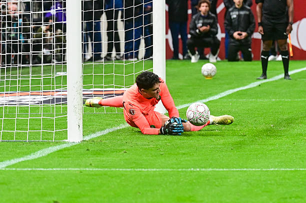 Yassine Bounou best goalkeepers at saving penalties Moroccan goalkeeper Yassine Bounou saves a penalty during the match between Morocco and Nigeria at Prince Moulay Abdellah Stadium in Rabat on January 14 2025. The match is played as part of the semi-final of the Africa Cup of Nations hosted by Morocco.