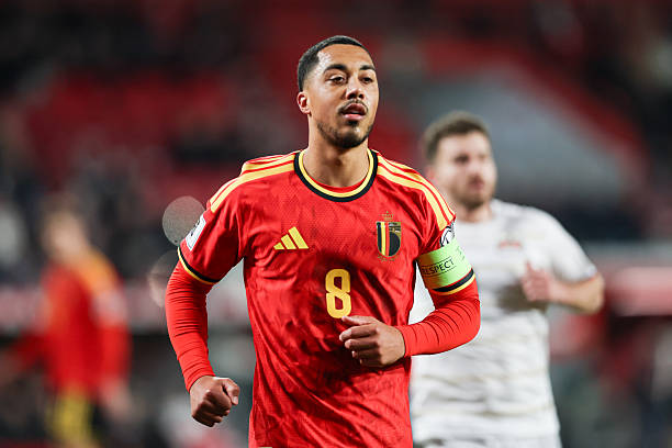 LIEGE, BELGIUM - 2025/11/18: Youri Tielemans of Belgium seen during European World Cup Qualifiers 2026 football match between Belgium and Liechtenstein at Stade Maurice Dufrasne (Liege). Final score Belgium 7 : 0 Liechtenstein.