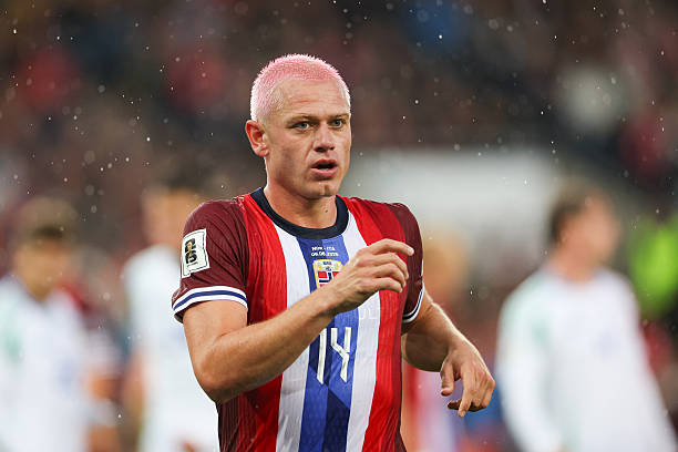 OSLO, POLAND - 2025/06/06: Julian Ryerson of Norway seen during European World Cup Qualifiers 2026 football match between Norway and Italy at Ullevaal Stadium (Oslo). Final score; Norway 3:0 Italy.