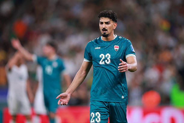 GUADALUPE, MEXICO - MARCH 31: Merchas Doski of Iraq reacts during the FIFA World Cup 2026 Play-Off tournament final match between Iraq and Bolivia at Estadio Monterrey on March 31, 2026 in Guadalupe, Mexico.