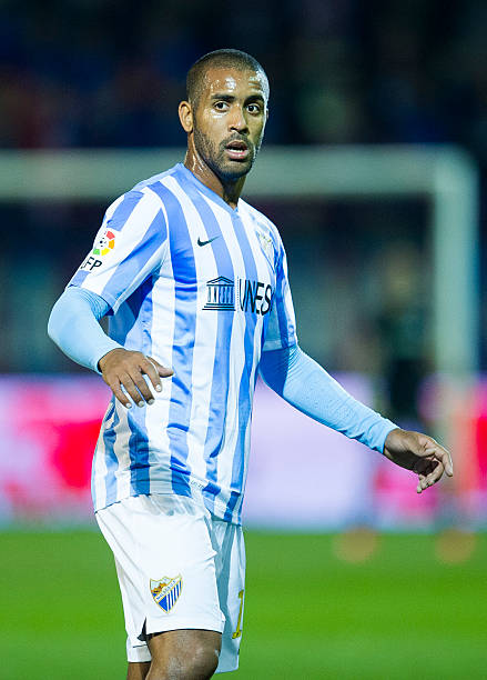 EIBAR, SPAIN - APRIL 07: Fernando Tissone of Malaga FC reacts during the La Liga match between SD Eibar and Malaga CF at Ipurua Municipal Stadium on April 7, 2015 in Eibar, Spain.